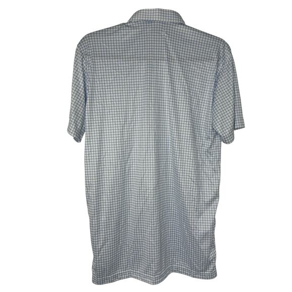 NWT Collars & Co Blue Grid Dress Collar Polo Shirt Men’s Medium 4-Way Stretch - Picture 3 of 9
